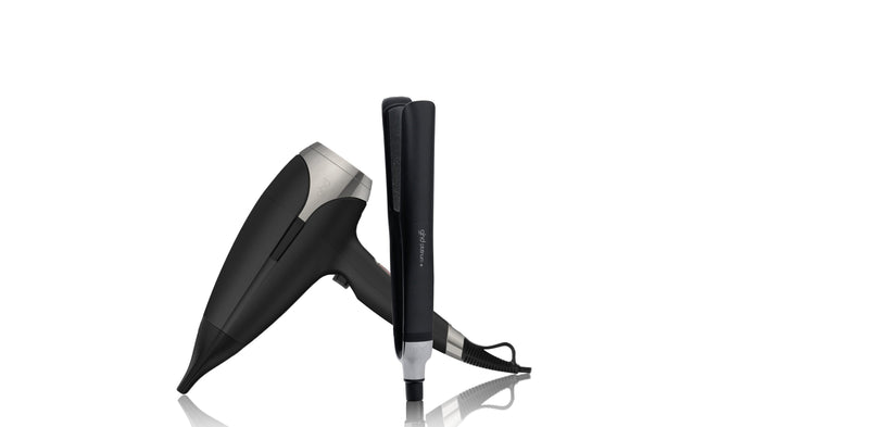 GHD PLATINUM+ HAIR STRAIGHTENER & GHD HELIOS HAIR DRYER BUNDLE IN BLACK